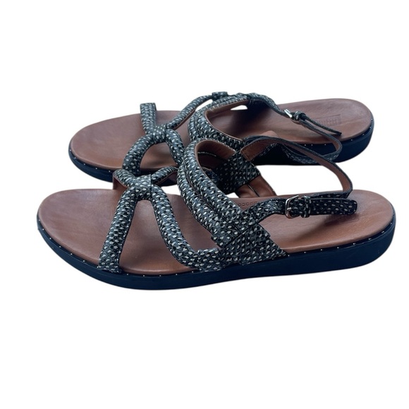 FITFLOP Strappy Strata Snake Print Gladiator Sandals Flats Leather Size 10 - Picture 1 of 9